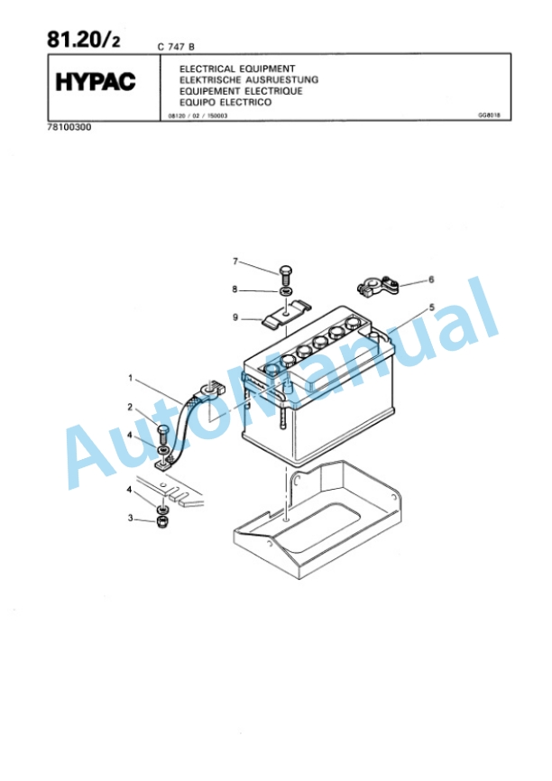 Hypac C 747 B Vibratory Double Drum Compactor Spare Parts Catalogue 00810994-3