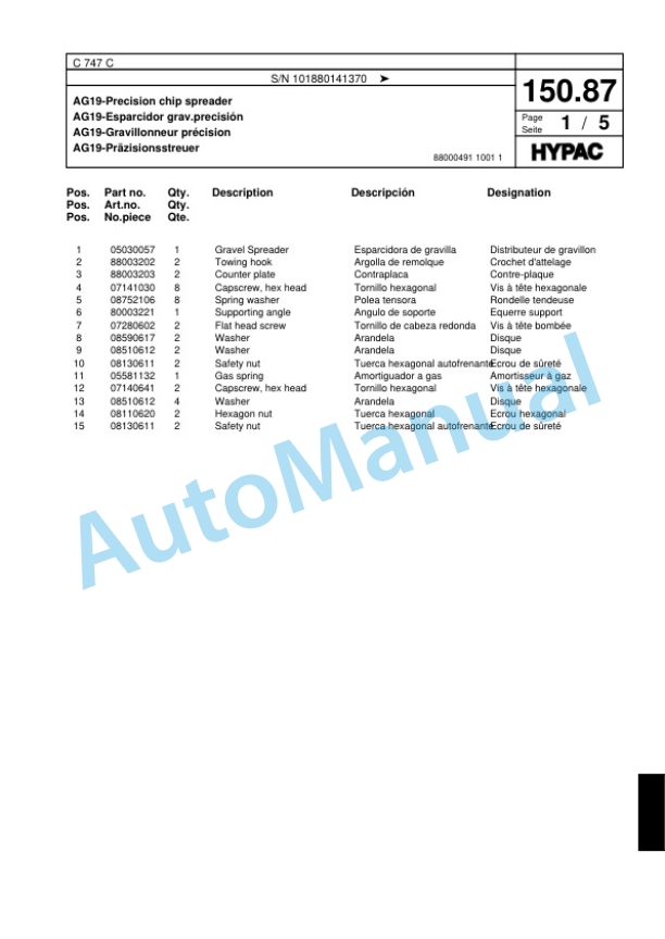 Hypac C 747 C Tandem Vibratory Roller Spare Parts Catalogue 00818595 4 Hypac C 747 C Tandem Vibratory Roller Spare Parts Catalogue 00818595-4