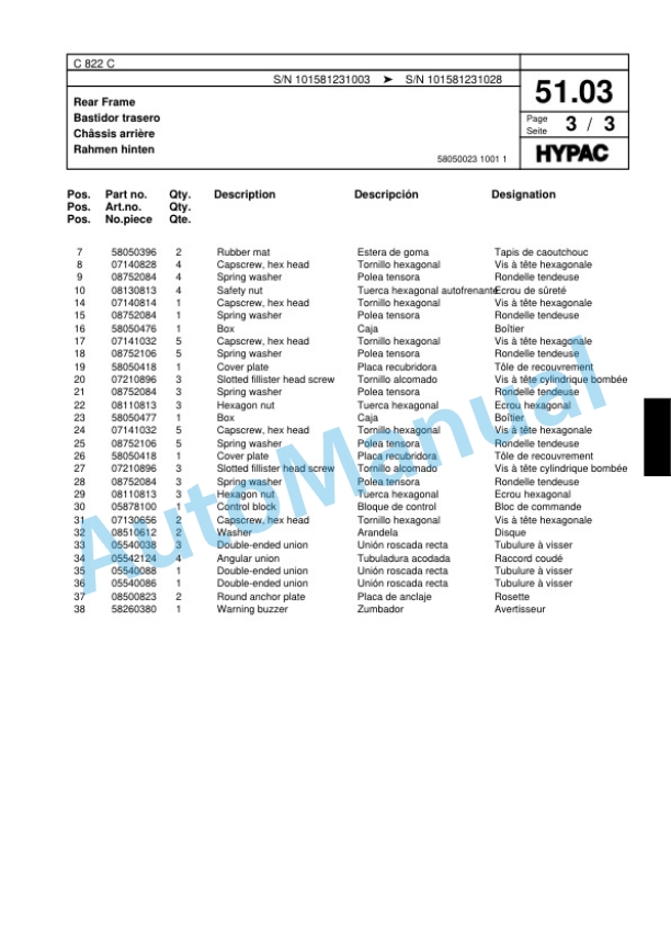 Hypac C 822 C Single Drum Wheel Drive Vibratory Roller Spare Parts Catalogue 00817577 2 Hypac C 822 C Single Drum Wheel Drive Vibratory Roller Spare Parts Catalogue 00817577-2