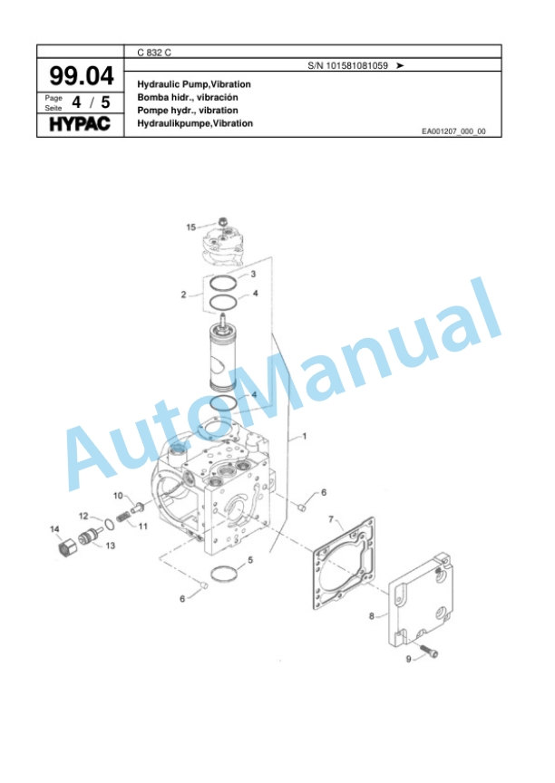 Hypac C 832 C Single Drum Wheel Drive Vibratory Roller Spare Parts Catalogue 00817579 3 Hypac C 832 C Single Drum Wheel Drive Vibratory Roller Spare Parts Catalogue 00817579-3
