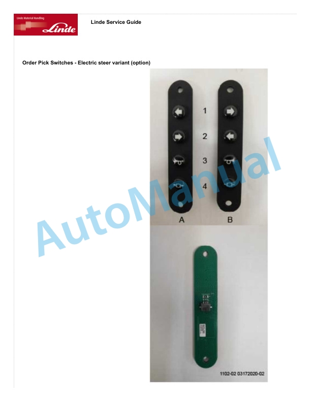 Linde 1103-02 - ETR50 Production site LMH-NA Workshop Manuals SN A11103V00001 and up 4 Linde 1103-02 - ETR50 Production site LMH-NA Workshop Manuals SN A11103V00001 and up - Image 4