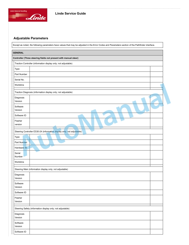 Linde 1103-02 - ETR50 Production site LMH-NA Workshop Manuals SN A11103V00001 and up 5 Linde 1103-02 - ETR50 Production site LMH-NA Workshop Manuals SN A11103V00001 and up - Image 5