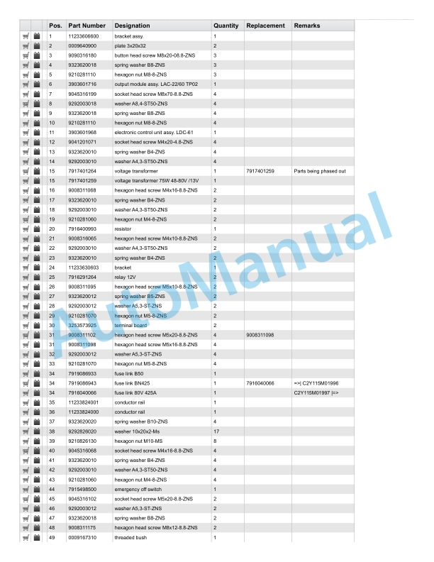 Alternative view of Linde 1123-01 - R14SP, R16SP, R18SP Spare Parts Manual SN 12.09 and up