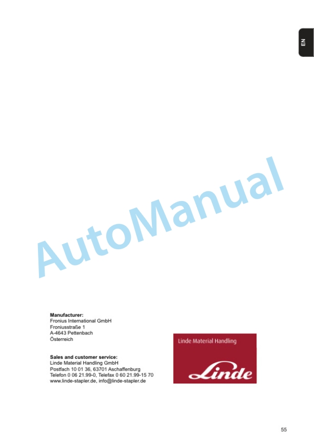 Linde 1123-02 - R14SP, R16SP, R18SP Operating Instructions 4 Linde 1123-02 - R14SP, R16SP, R18SP Operating Instructions - Image 4
