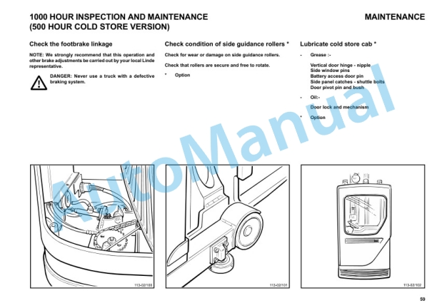 Linde 113-01 - R14, R16, R20 Operating Instructions SN 05.94 and up SN up to 05.98 4 Linde 113-01 - R14, R16, R20 Operating Instructions SN 05.94 and up SN up to 05.98-4