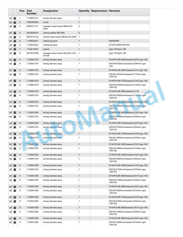 Linde 113-02 - R14, R16, R16N, R20, R20N Spare Parts Manual SN 06.98 and up SN up to 06.00 3 Linde 113-02 - R14, R16, R16N, R20, R20N Spare Parts Manual SN 06.98 and up SN up to 06.00 - Image 3