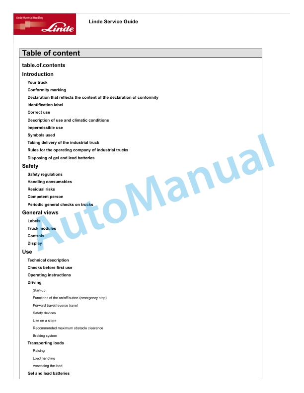 Linde 1130-01 - CITI Operating Instructions SN W41130V00433 and up 3 Linde 1130-01 - CITI Operating Instructions SN W41130V00433 and up - Image 3