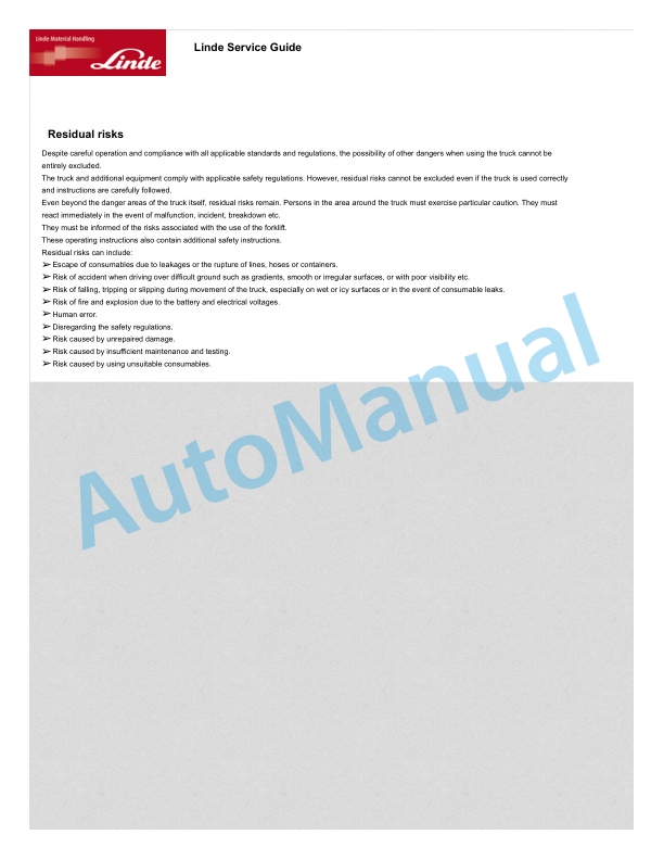 Linde 1130-01 - CITI Operating Instructions SN W41130V00433 and up 4 Linde 1130-01 - CITI Operating Instructions SN W41130V00433 and up - Image 4