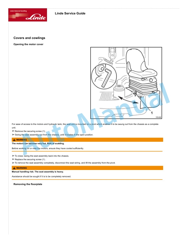 Alternative view of Linde 115-03 - R10C, R12C, R14C Operating Instructions SN 10.07 and up SN up to 12.09