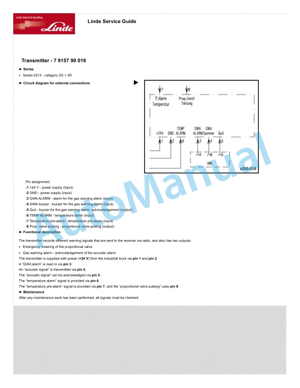 Alternative view of Linde 1152-01 - T16 EX, T20 EX Workshop Manuals