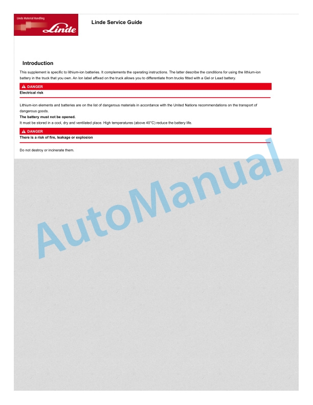 Linde 1154-01 - T14S to T25SR Operating Instructions SN W41154V00717 and up 4 Linde 1154-01 - T14S to T25SR Operating Instructions SN W41154V00717 and up - Image 4