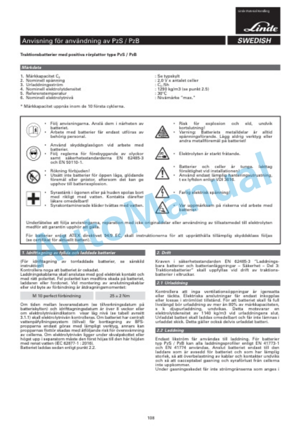 Linde 116-03 - R14X, R16X, R17X, R17XHD Operating Instructions SN 01.10 and up 4 Linde 116-03 - R14X, R16X, R17X, R17XHD Operating Instructions SN 01.10 and up - Image 4