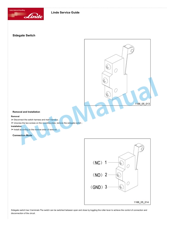 Linde 1166-02 - MR12AP, MR15AP Production site Xiamen Workshop Manuals 3 Linde 1166-02 - MR12AP, MR15AP Production site Xiamen Workshop Manuals - Image 3