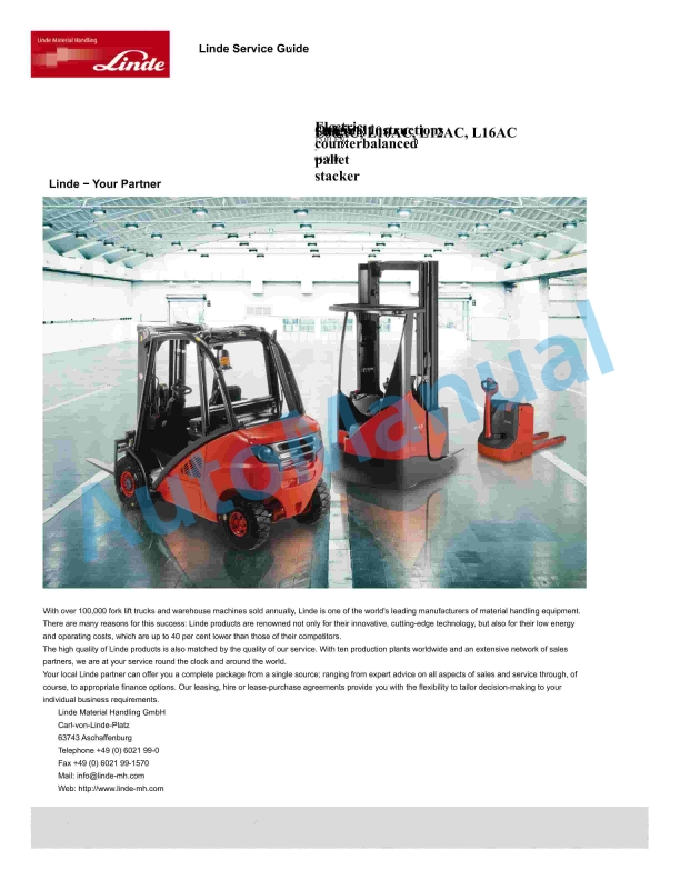 Linde 1170-01 - L-matic AC, L06AC, L10AC, L12AC, L16AC Operating Instructions SN 09.10 and up SN up to W41170V00273