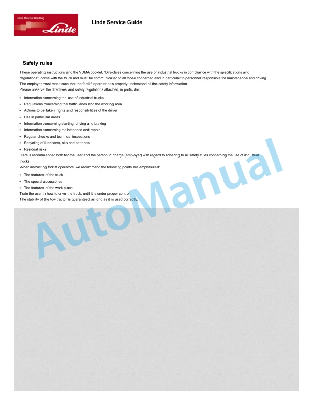 Linde 1189-01 - P30C, P50C Operating Instructions SN 07.10 and up 4 Linde 1189-01 - P30C, P50C Operating Instructions SN 07.10 and up - Image 4