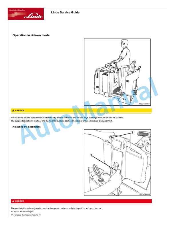 Linde 1190-01 - P-matic, P30C, P50C Operating Instructions SN W41190V00349 and up 4 Linde 1190-01 - P-matic, P30C, P50C Operating Instructions SN W41190V00349 and up - Image 4