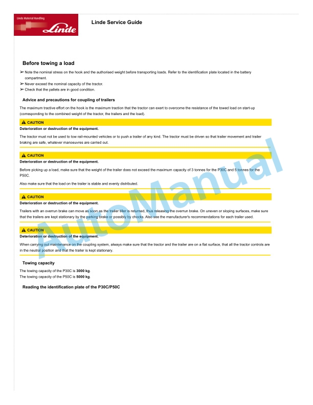 Linde 1190-01 - P-matic, P30C, P50C Operating Instructions SN W41190V00349 and up 5 Linde 1190-01 - P-matic, P30C, P50C Operating Instructions SN W41190V00349 and up - Image 5