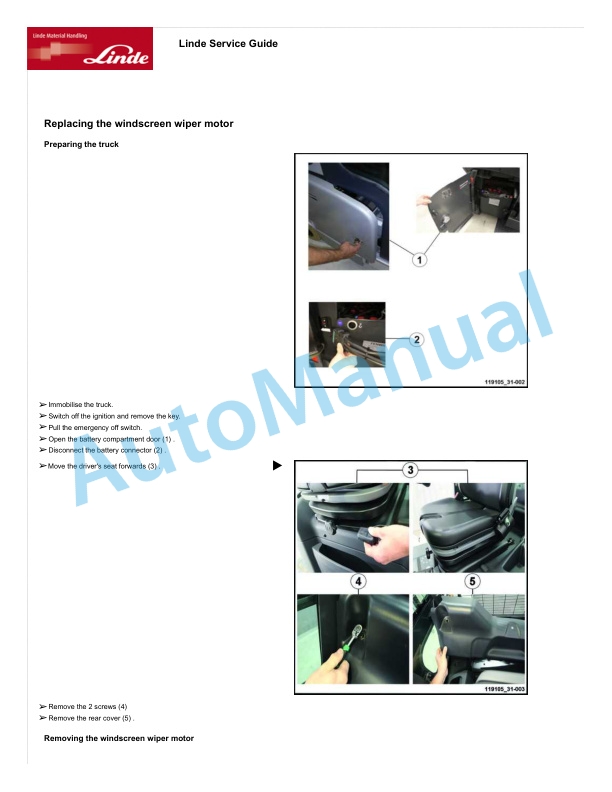 Alternative view of Linde 1191-01 - P60, P80 Workshop Manuals SN up to W41191V00395