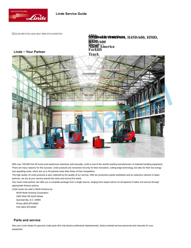 Linde 1204-01 - H35D to H50T Production site Aschaffenburg Operating Instructions SN H21204L00001 and up