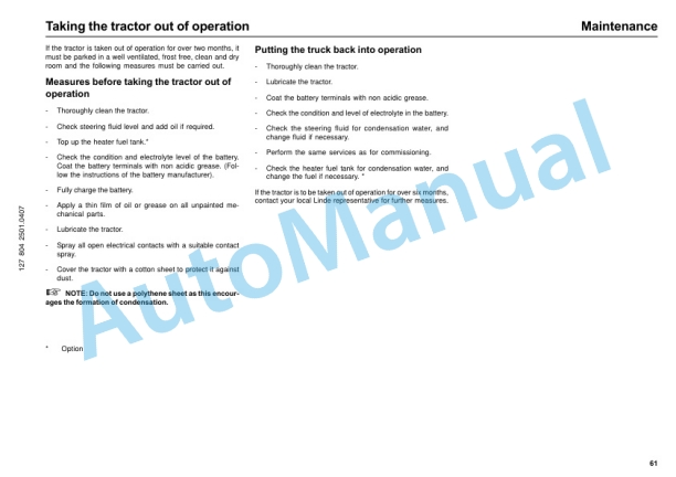 Linde 127-01 - P250 Operating Instructions SN 07.00 and up SN up to 01.08 3 Linde 127-01 - P250 Operating Instructions SN 07.00 and up SN up to 01.08-3