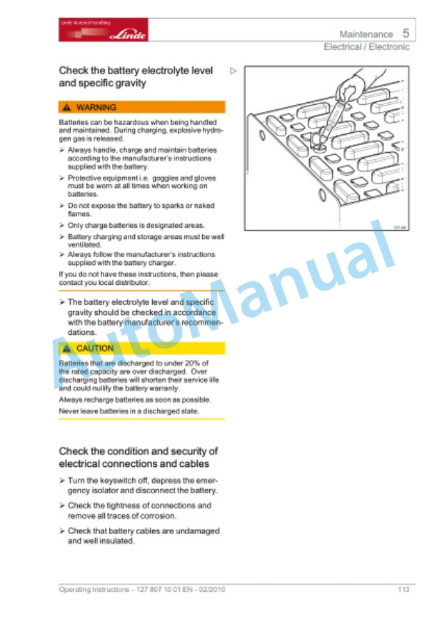 Linde 127-02 - P250 Operating Instructions SN up to 51X127B000138 3 Linde 127-02 - P250 Operating Instructions SN up to 51X127B000138 - Image 3