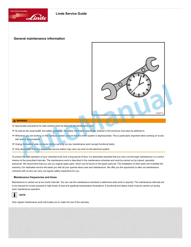 Linde 1301-01 - T33 Operating Instructions 5 Linde 1301-01 - T33 Operating Instructions - Image 5