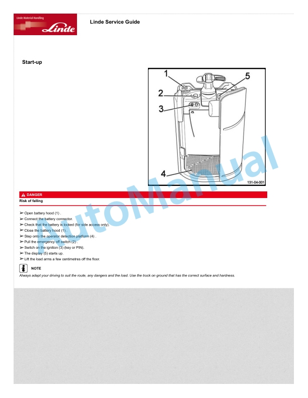 Linde 131-02 - T20, T20AP, T20SP, T20SP ION, T25, T25 AP, T25SP, T25SP ION Operating Instructions SN W4X131V05781 and up 4 Linde 131-02 - T20, T20AP, T20SP, T20SP ION, T25, T25 AP, T25SP, T25SP ION Operating Instructions SN W4X131V05781 and up - Image 4