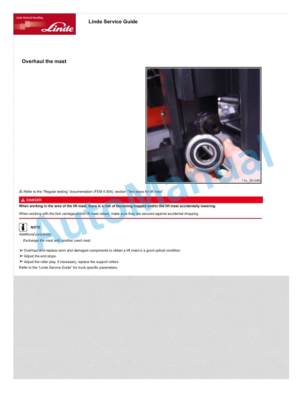 Alternative view of Linde 132-01 - N20, N20 B, N20HP, N20L, N20LI, N20LoL, N24, N24 B, N24HP Workshop Manuals SN W4X132V02232 and up
