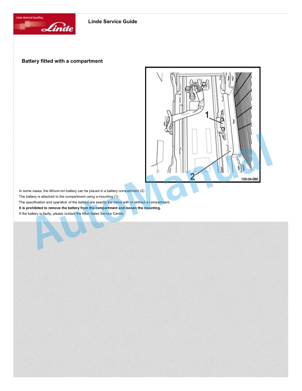 Alternative view of Linde 133-01 - L-matic HP, L12AP to L14SP Operating Instructions SN W4X133V02097 and up