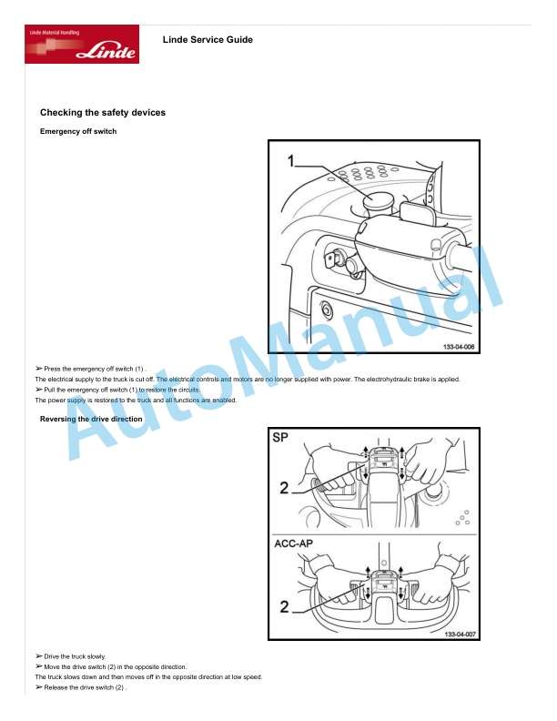 Linde 133-01 - L-matic HP, L12AP to L14SP Operating Instructions SN W4X133V02097 and up 3 Linde 133-01 - L-matic HP, L12AP to L14SP Operating Instructions SN W4X133V02097 and up - Image 3