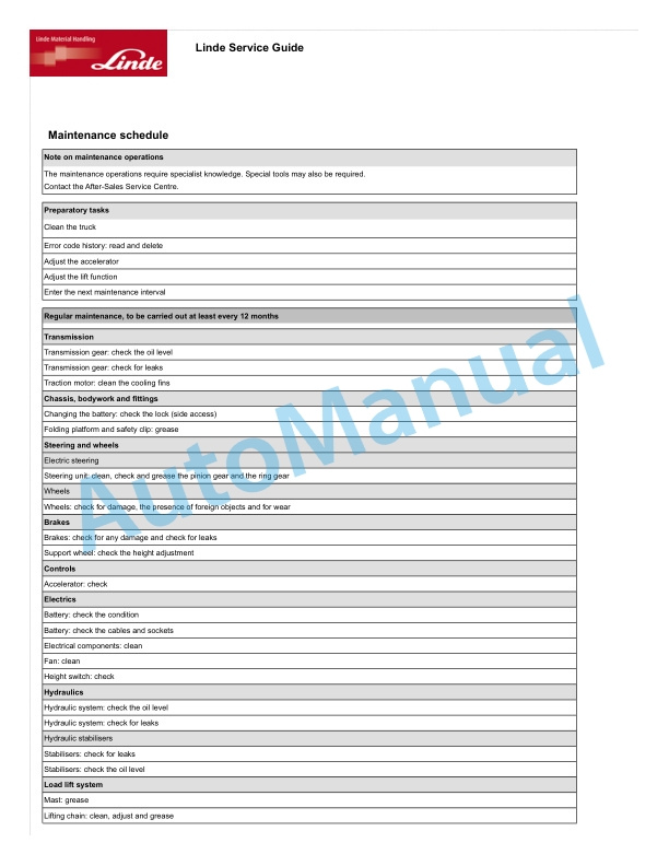 Linde 133-01 - L12 EXAP to L14 EXSP Operating Instructions 4 Linde 133-01 - L12 EXAP to L14 EXSP Operating Instructions - Image 4