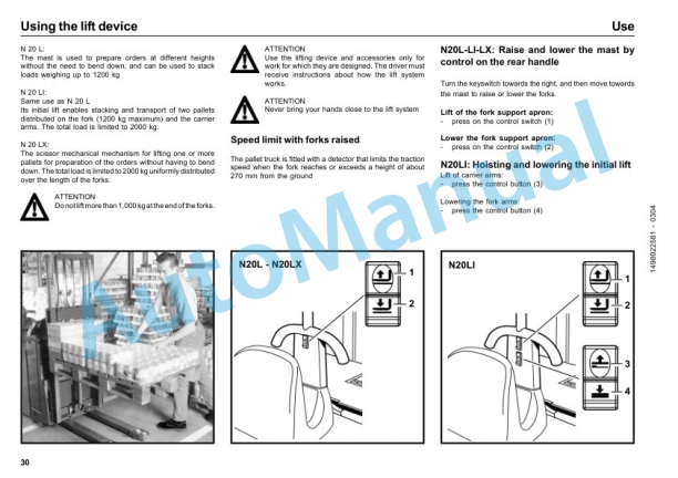 Linde 149-01 - N20, N20L, N20LI, N20LX, N25 Operating Instructions SN 02.00 and up SN up to 12.09 4 Linde 149-01 - N20, N20L, N20LI, N20LX, N25 Operating Instructions SN 02.00 and up SN up to 12.09-4