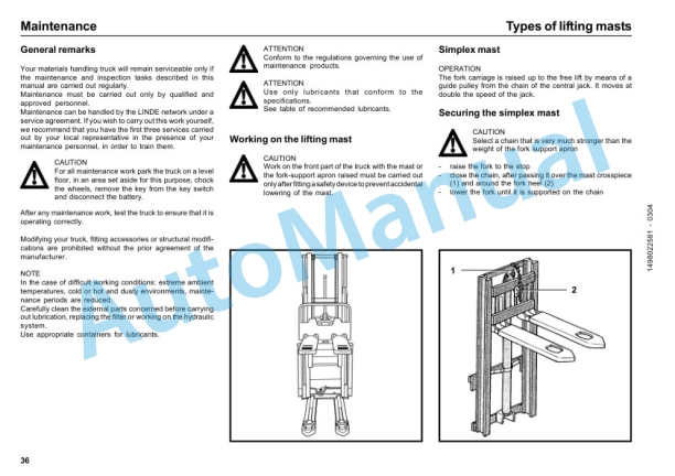 Linde 149-01 - N20, N20L, N20LI, N20LX, N25 Operating Instructions SN 02.00 and up SN up to 12.09 5 Linde 149-01 - N20, N20L, N20LI, N20LX, N25 Operating Instructions SN 02.00 and up SN up to 12.09-5