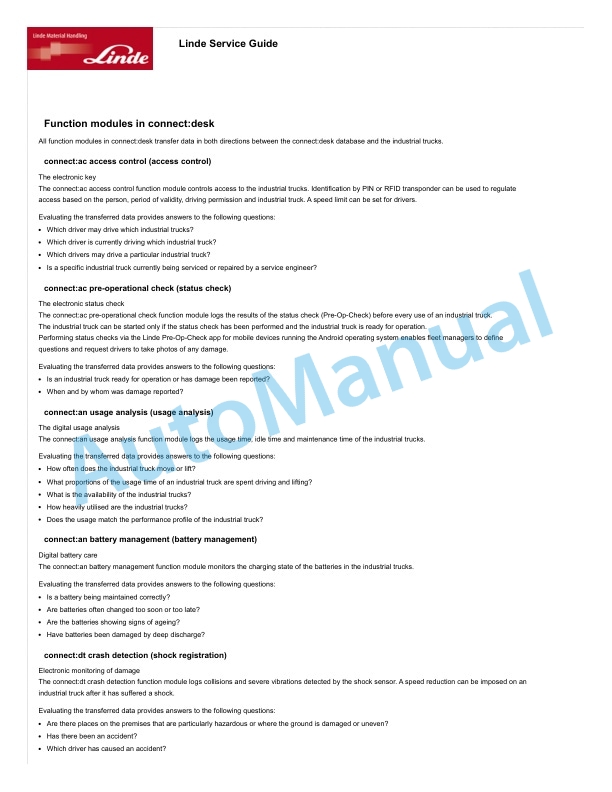 Linde 317-01 - C80.3, C80.4, C80.5, C80.6 Workshop Manuals SN 06.98 and up SN up to 12.07 4 Linde 317-01 - C80.3, C80.4, C80.5, C80.6 Workshop Manuals SN 06.98 and up SN up to 12.07 - Image 4
