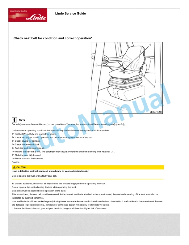 Linde 318-01 - C90 Operating Instructions SN 09.08 and up 5 Linde 318-01 - C90 Operating Instructions SN 09.08 and up - Image 5