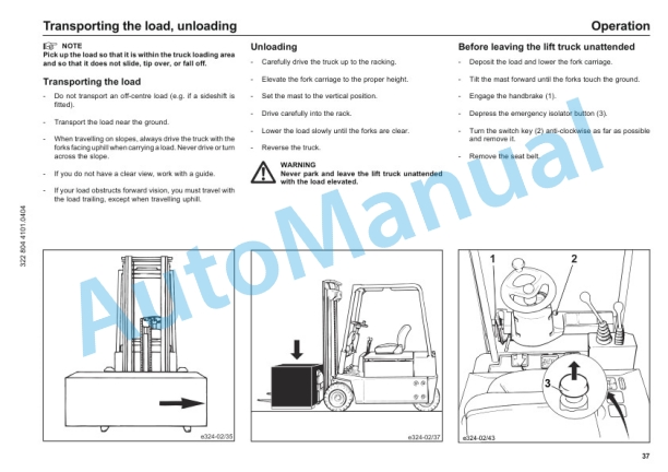 Linde 322-02 - E15, E16, E18 Operating Instructions SN 09.92 and up SN up to 06.97 2 Linde 322-02 - E15, E16, E18 Operating Instructions SN 09.92 and up SN up to 06.97-2