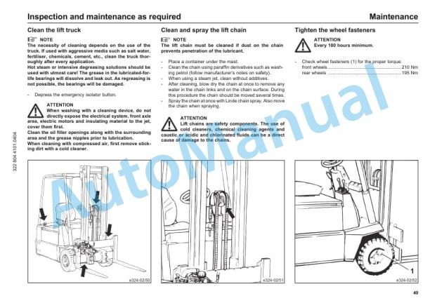 Linde 322-02 - E15, E16, E18 Operating Instructions SN 09.92 and up SN up to 06.97 3 Linde 322-02 - E15, E16, E18 Operating Instructions SN 09.92 and up SN up to 06.97-3
