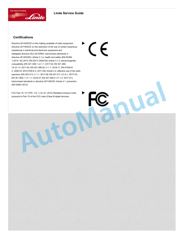 Linde 352-04 - H30G to H45D, H45T Workshop Manuals SN 06.01 and up SN up to 07.04 5 Linde 352-04 - H30G to H45D, H45T Workshop Manuals SN 06.01 and up SN up to 07.04 - Image 5