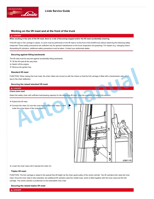 Linde 396-01 - H50D, H50T, H60D, H60T, H70D, H70T, H80D, H80T Operating Instructions SN 04.08 and up SN up to 02.14 5 Linde 396-01 - H50D, H50T, H60D, H60T, H70D, H70T, H80D, H80T Operating Instructions SN 04.08 and up SN up to 02.14 - Image 5