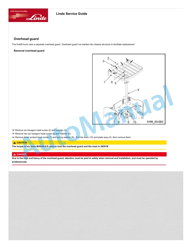 Linde 5195-01 - R15SX to RTX22P Production site Xiamen Workshop Manuals SN C15159J00001 and up 5 Linde 5195-01 - R15SX to RTX22P Production site Xiamen Workshop Manuals SN C15159J00001 and up - Image 5