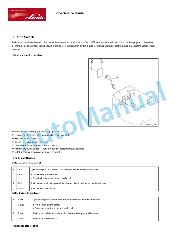 Linde 8905-01 - MV01 Workshop Manuals SN CT8905V00001 and up 5 Linde 8905-01 - MV01 Workshop Manuals SN CT8905V00001 and up - Image 5