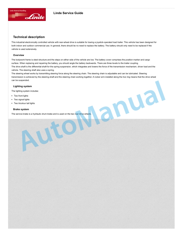 Linde 8910-01 - P50A, P60A Workshop Manuals SN 10.19 and up 3 Linde 8910-01 - P50A, P60A Workshop Manuals SN 10.19 and up - Image 3