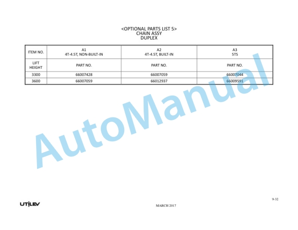 Utilev A408 UT40-50PS Parts Manual 76500007 2 Utilev A408 UT40-50PS Parts Manual 76500007 - Image 2