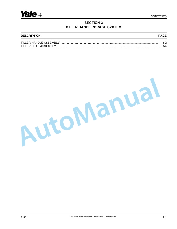 Yale A249 MP20 Parts Manual 550036892 3 Yale A249 MP20 Parts Manual 550036892 - Image 3