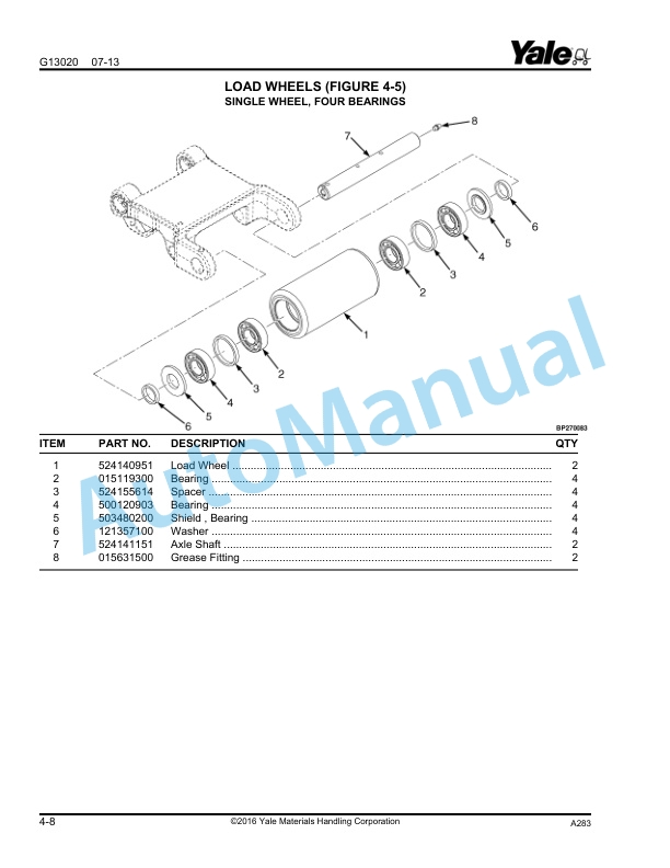Yale A283 - A372 MPC080VG, MPC060VG Parts Manual 550090972 3 Yale A283 - A372 MPC080VG, MPC060VG Parts Manual 550090972 - Image 3