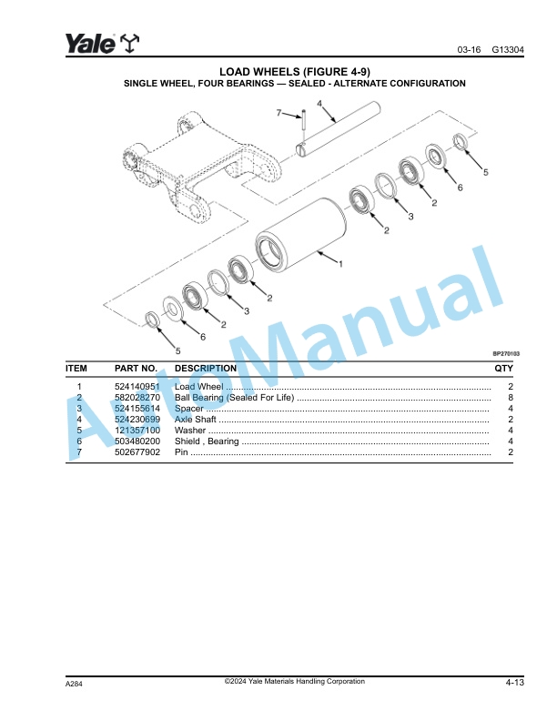 Yale A284 MPR080VG, MPR100VG Parts Manual 550101348 3 Yale A284 MPR080VG, MPR100VG Parts Manual 550101348 - Image 3