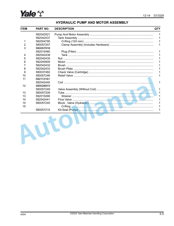 Yale A284 MPR080VG, MPR100VG Parts Manual 550101348 4 Yale A284 MPR080VG, MPR100VG Parts Manual 550101348 - Image 4
