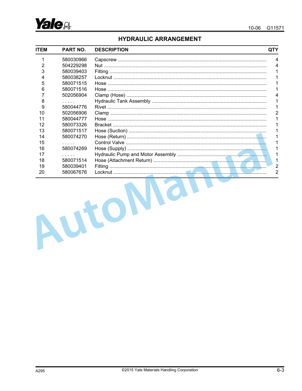 Alternative view of Yale A295 NR035-040DA, NDR030DA Parts Manual 524287791