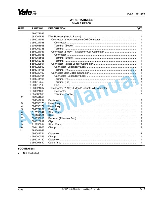 Yale A295 NR035-040DA, NDR030DA Parts Manual 524287791 4 Yale A295 NR035-040DA, NDR030DA Parts Manual 524287791 - Image 4
