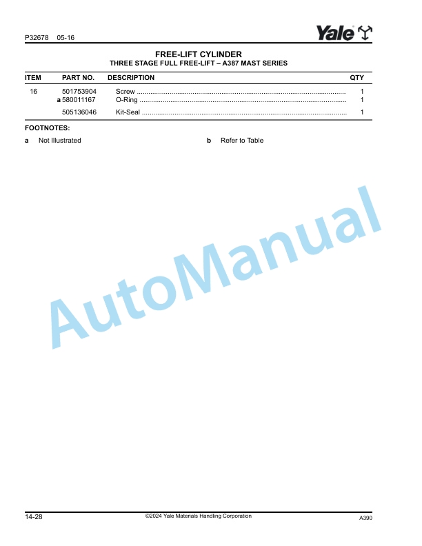 Yale A390 GP-GLP040MX, GP050MX, GP060MX Parts Manual 550141688 4 Yale A390 GP-GLP040MX, GP050MX, GP060MX Parts Manual 550141688 - Image 4